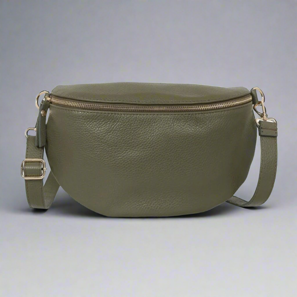 Olive Large Leather Bum Bag