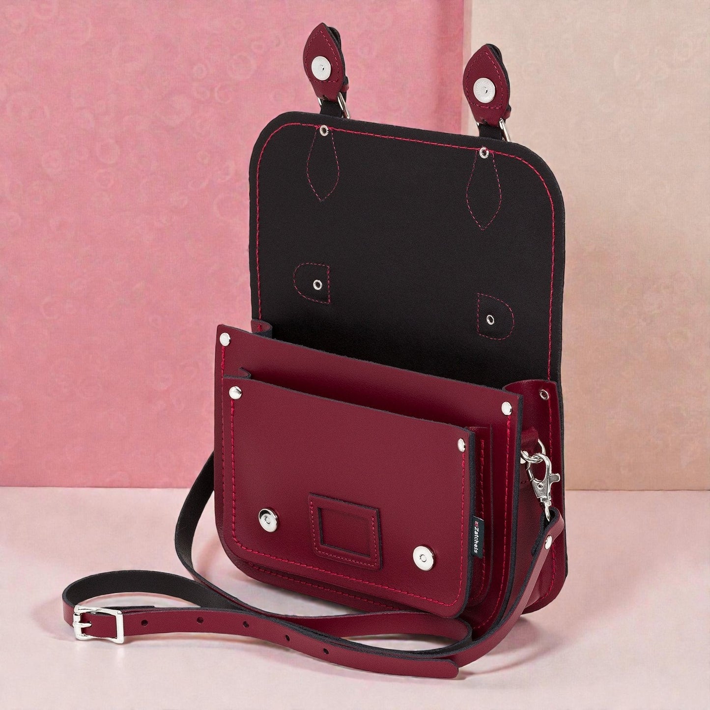 Leather Midi Satchel - Oxblood