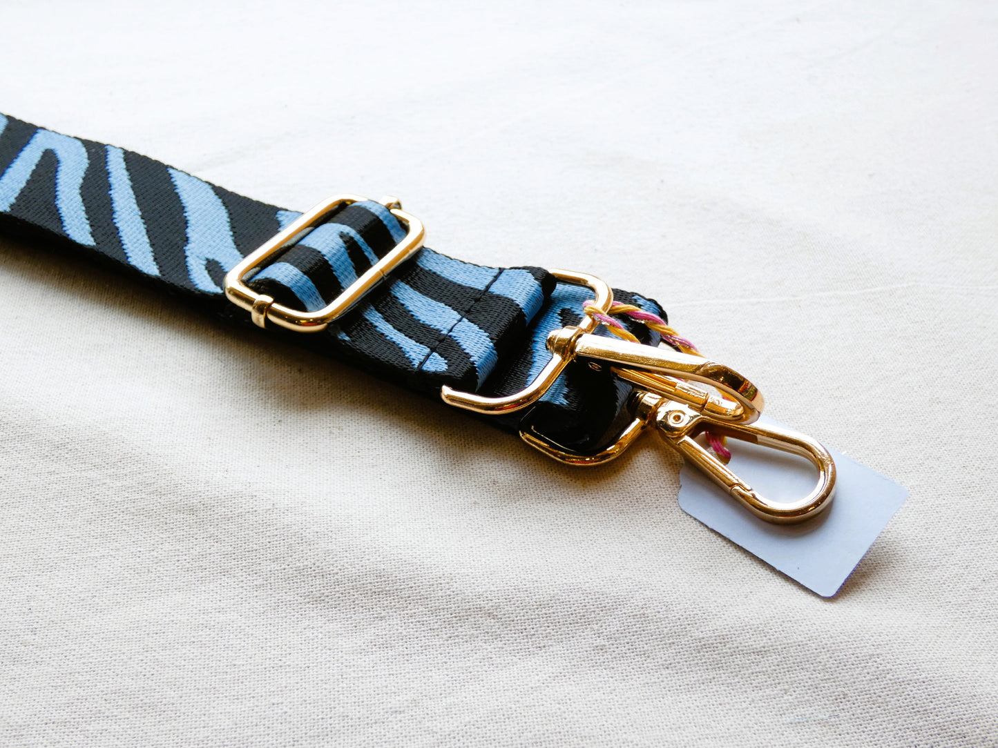 Denim Blue Zebra Print Swappable Bag Strap