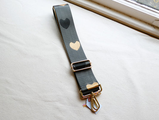Dark Grey Love Heart Swappable Bag Strap