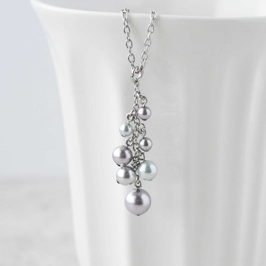Faux Pearl Cluster Necklace