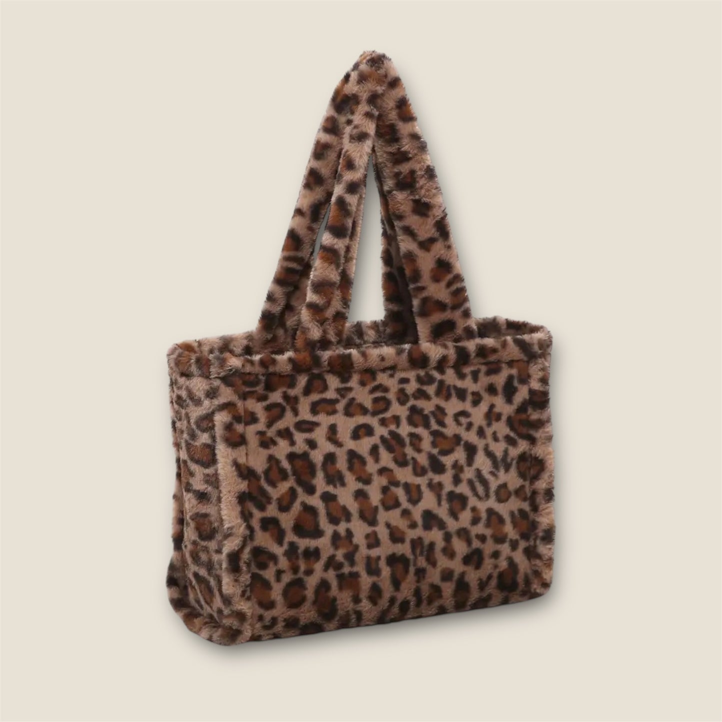 Coffee Leopard Faux Fur Tote