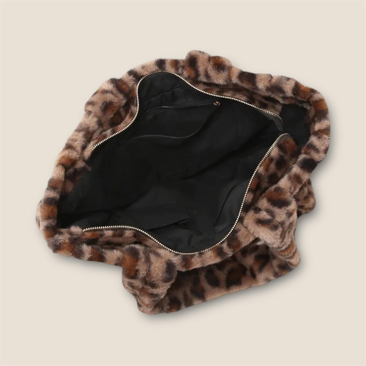 Coffee Leopard Faux Fur Tote