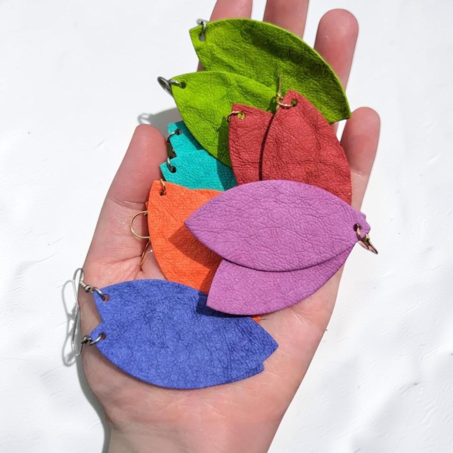 Pink Plant Paper Leaf Earrings