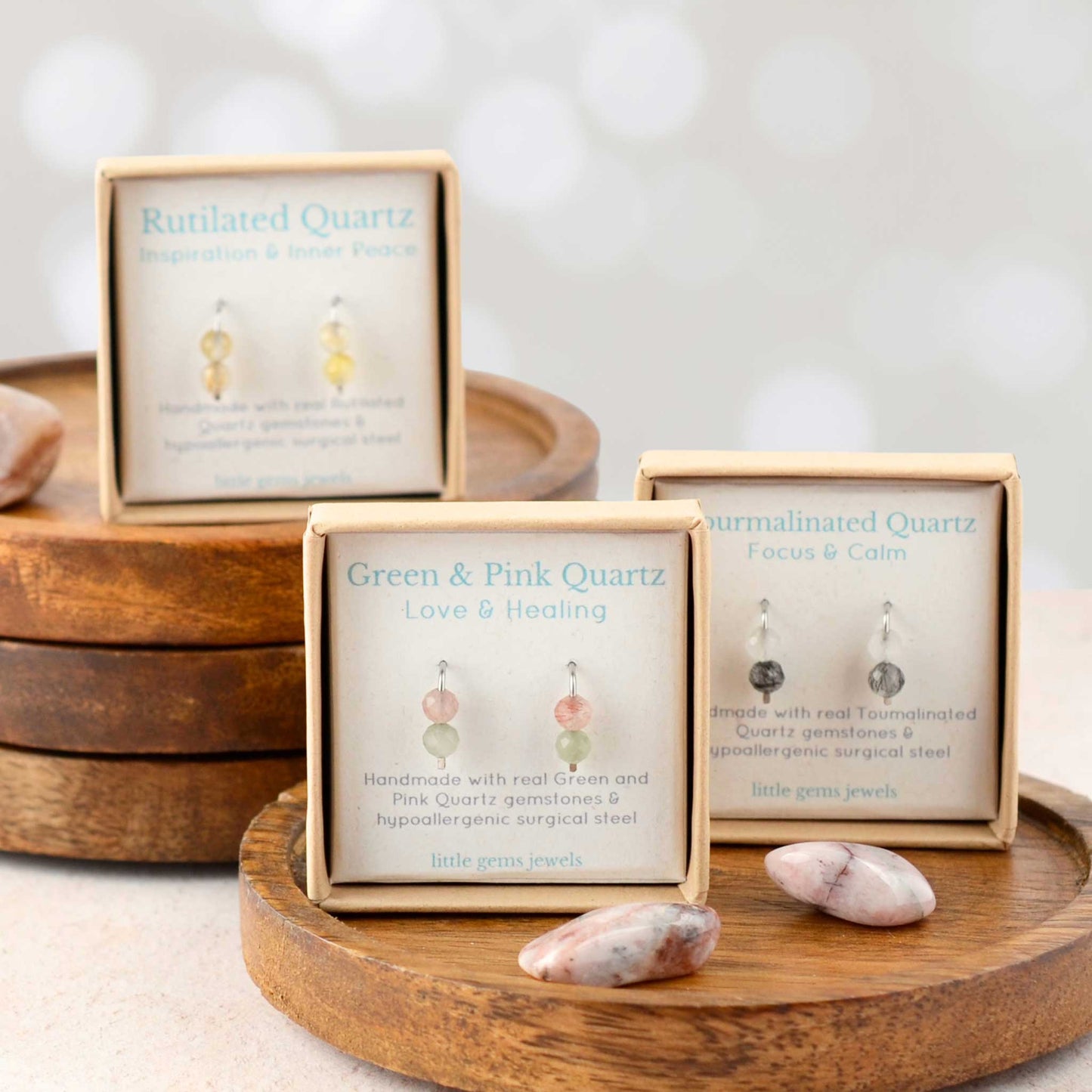 Quartz Gemstone Stud Earrings