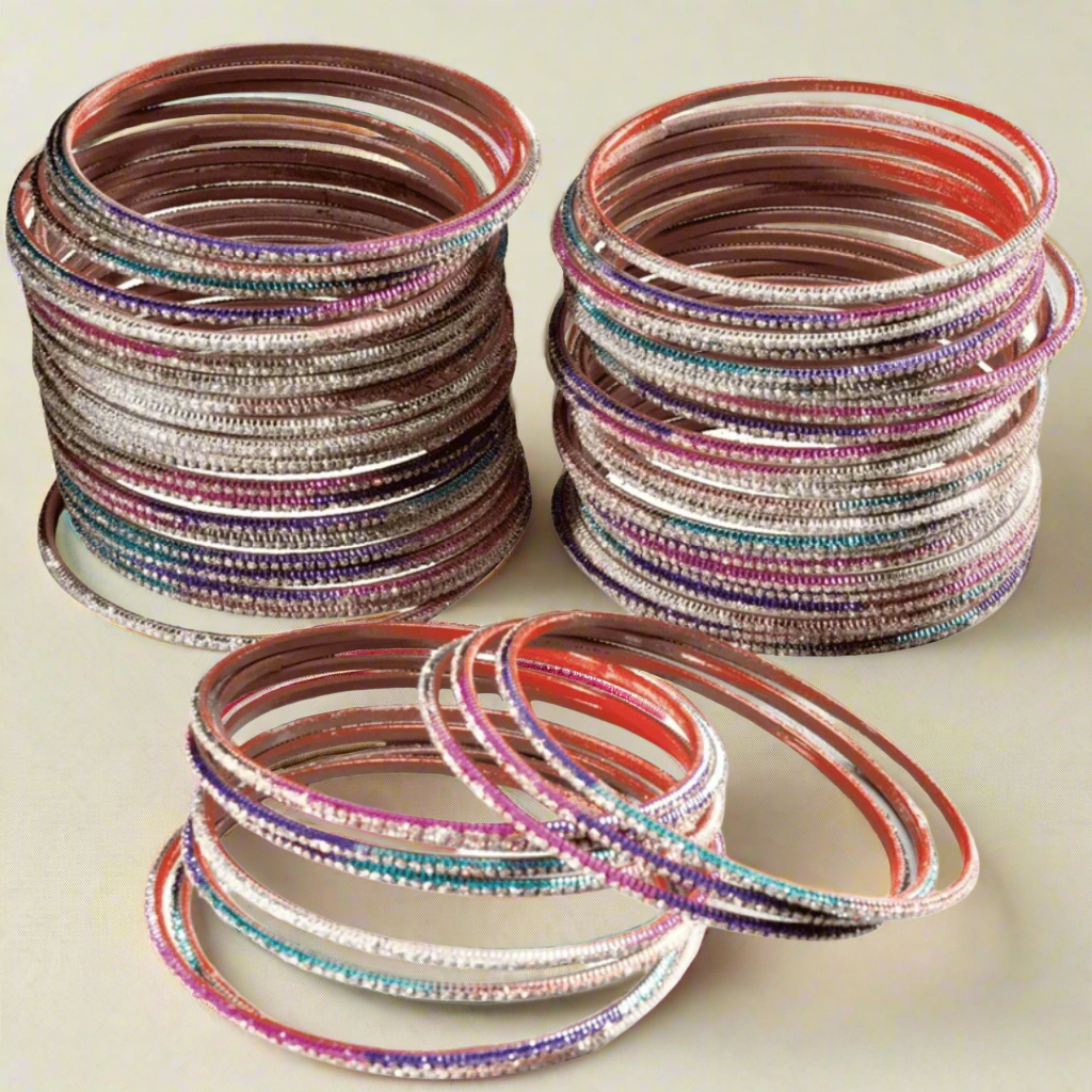 Indian Rainbow Glitter Bangles