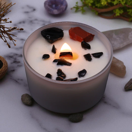 Root Chakra Crystal Candle
