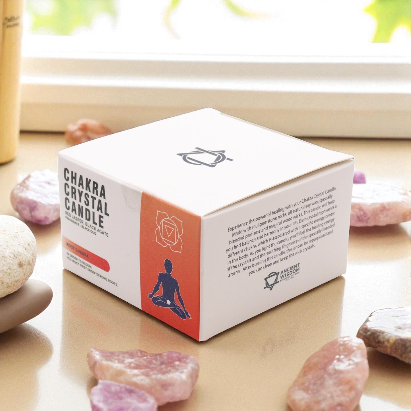 Root Chakra Crystal Candle