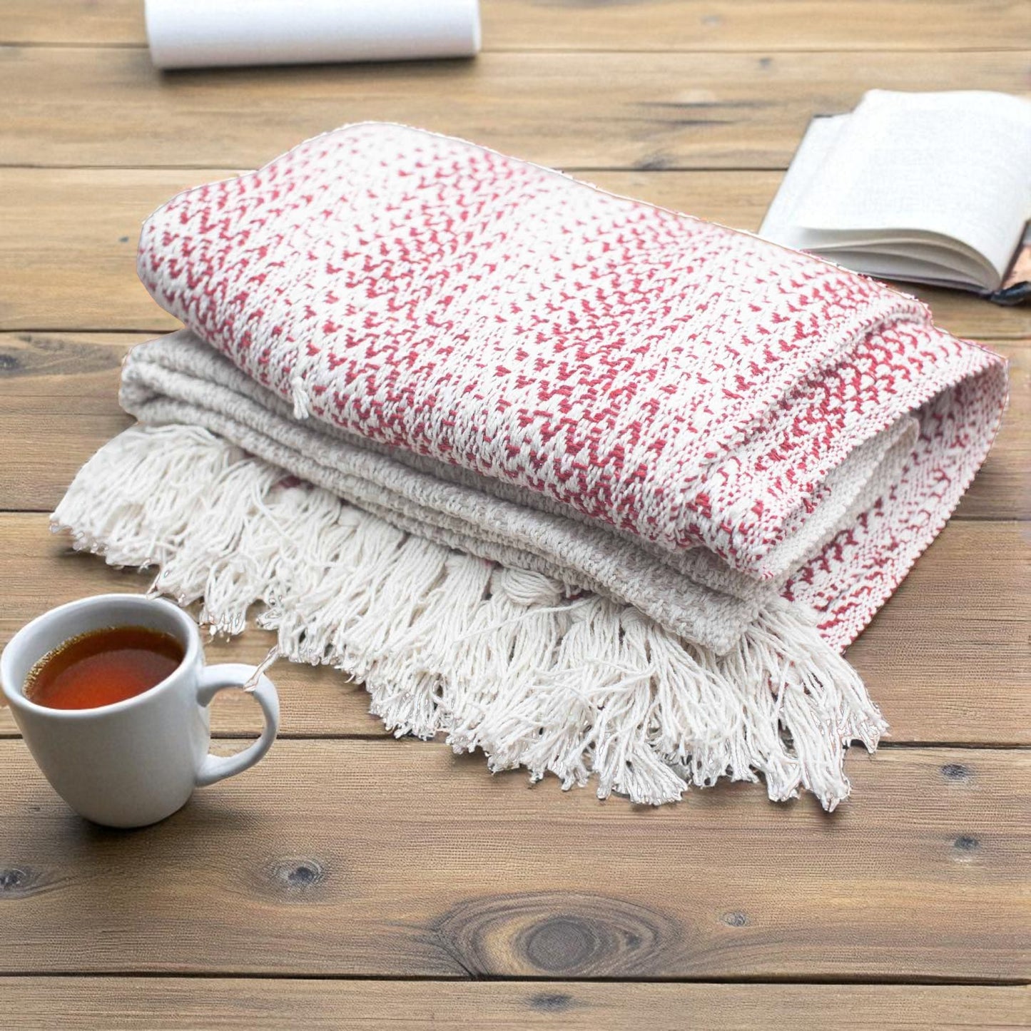 Ruby Two Tone Boho Cotton Throw