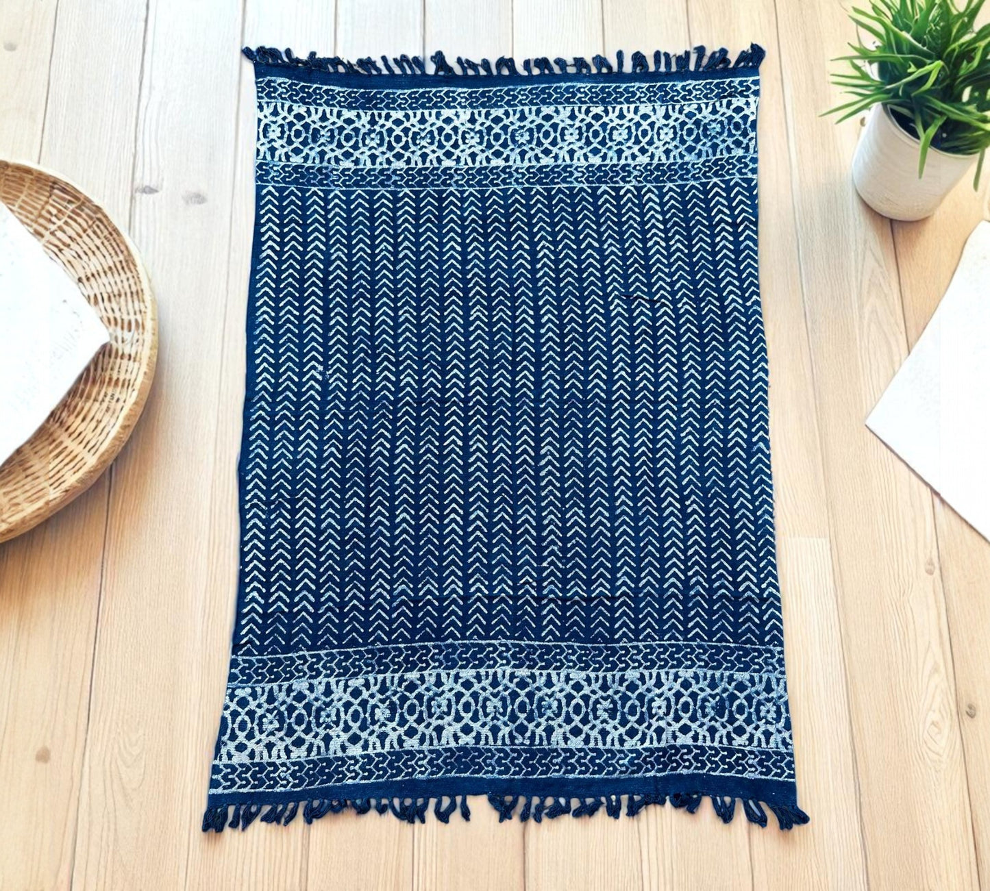 Artisan Indigo Throw - Seedha Arrows Design