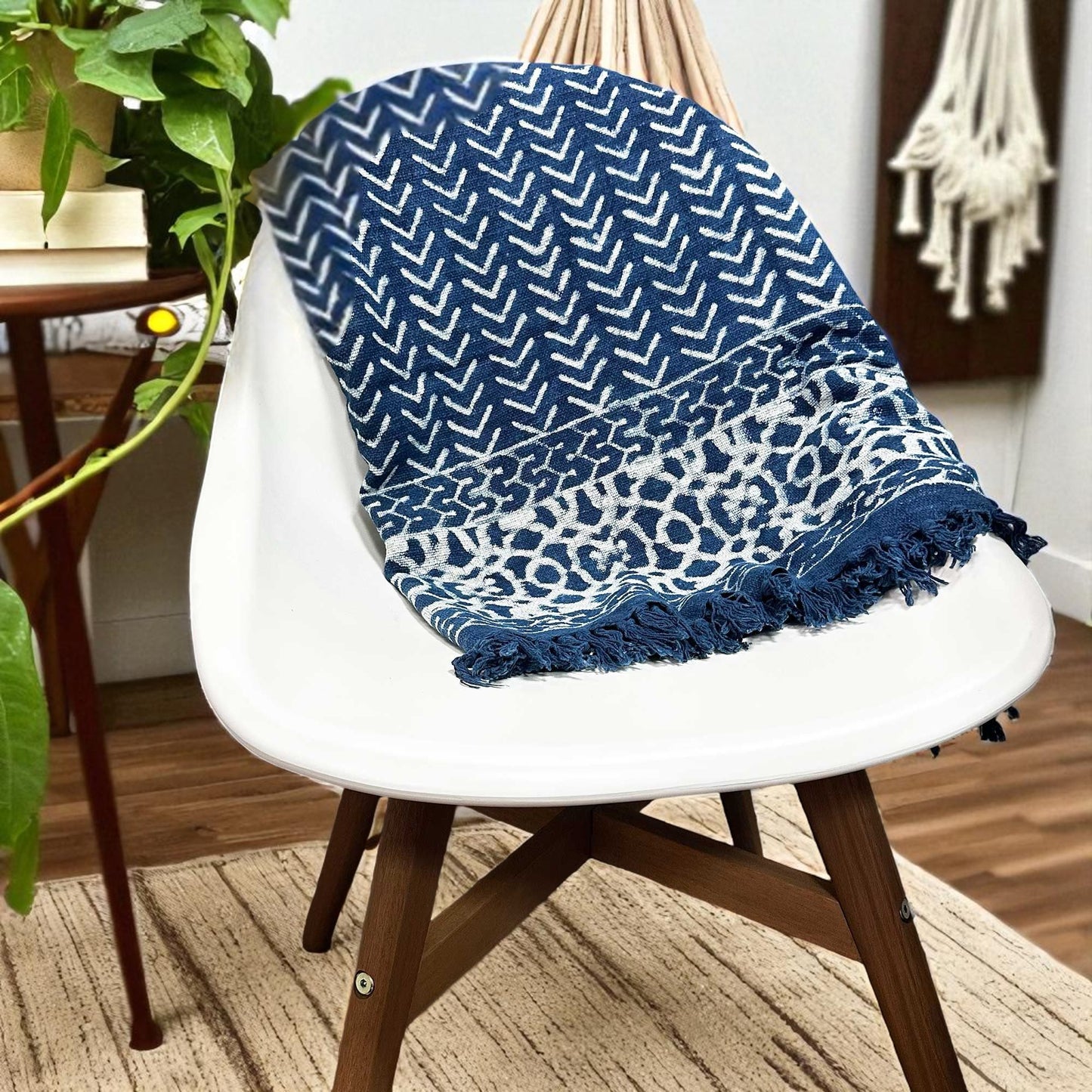 Artisan Indigo Throw - Seedha Arrows Design