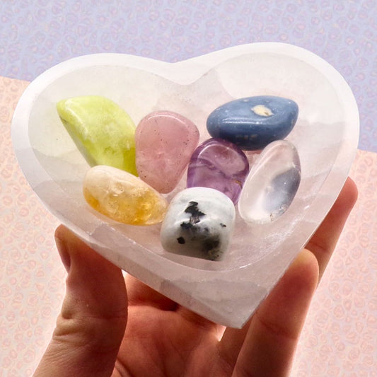 Selenite Heart Healing Set