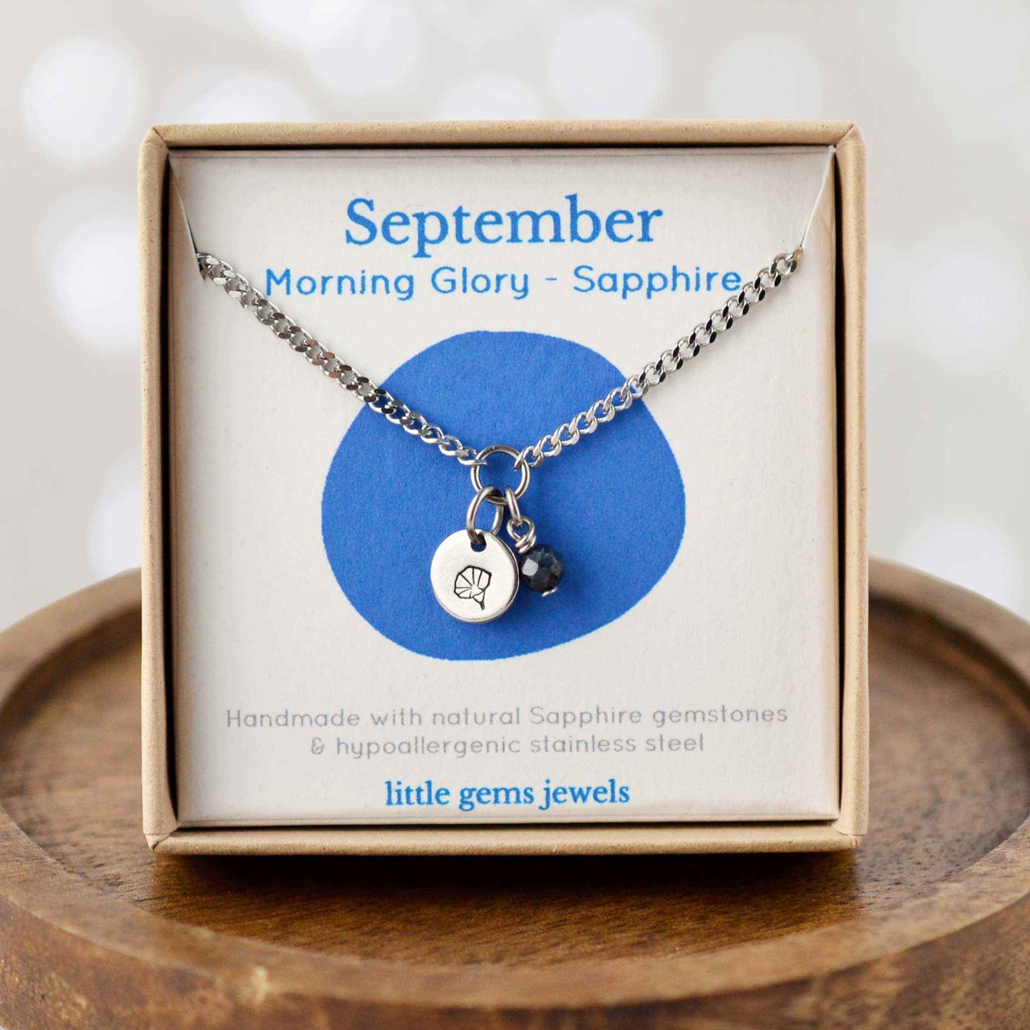 September Birthflower With Birthstone Necklace