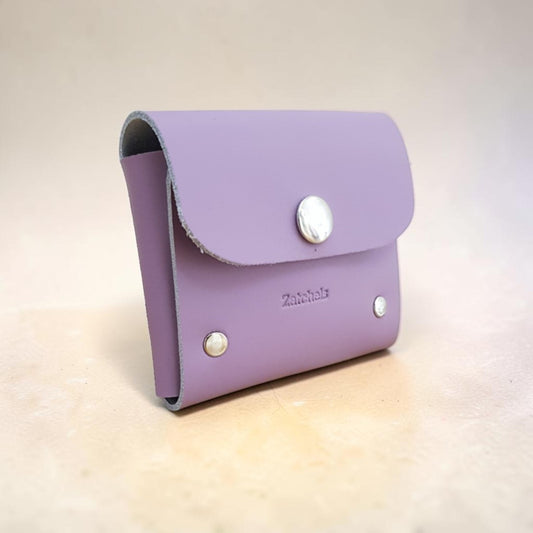 Handmade Leather Simple Coin Purse - Pastel Violet