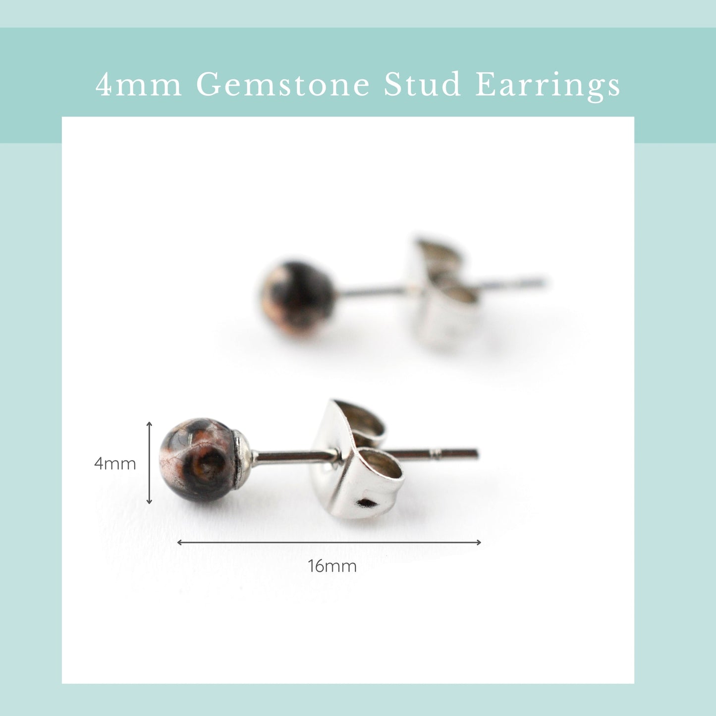 4mm Leopardskin Jasper Ball Studs