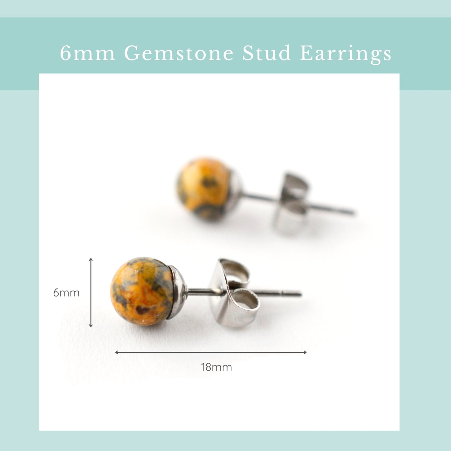 6mm Leopardskin Jasper Ball Studs