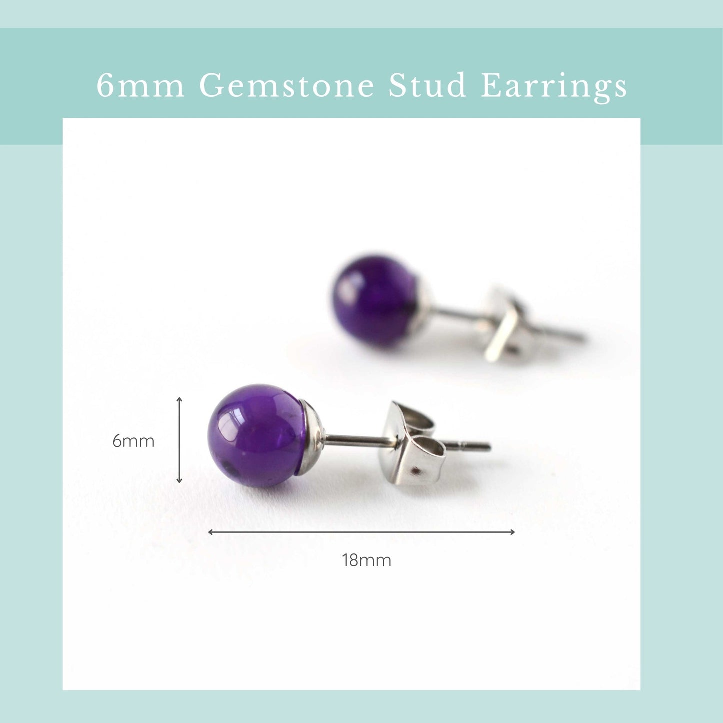 6mm Amethyst Ball Studs