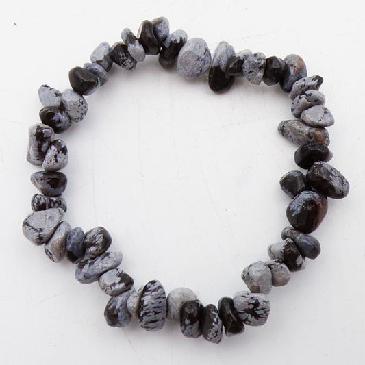 Snowflake Obsidian Crystal Chipstone Bracelet