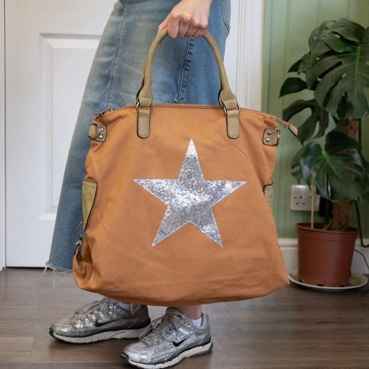 Toffee Canvas Star Tote