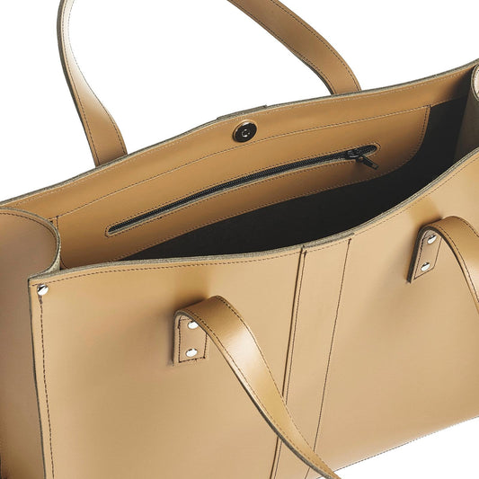 Handmade Leather Shopper - Iced Coffee