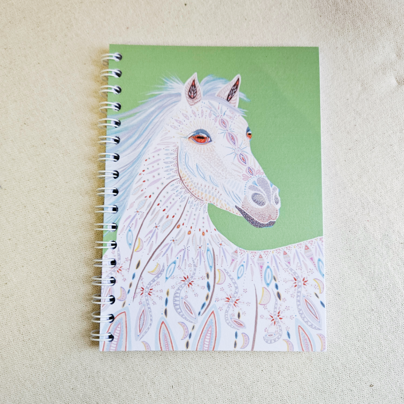 Original Art White Horse A6 Notebook