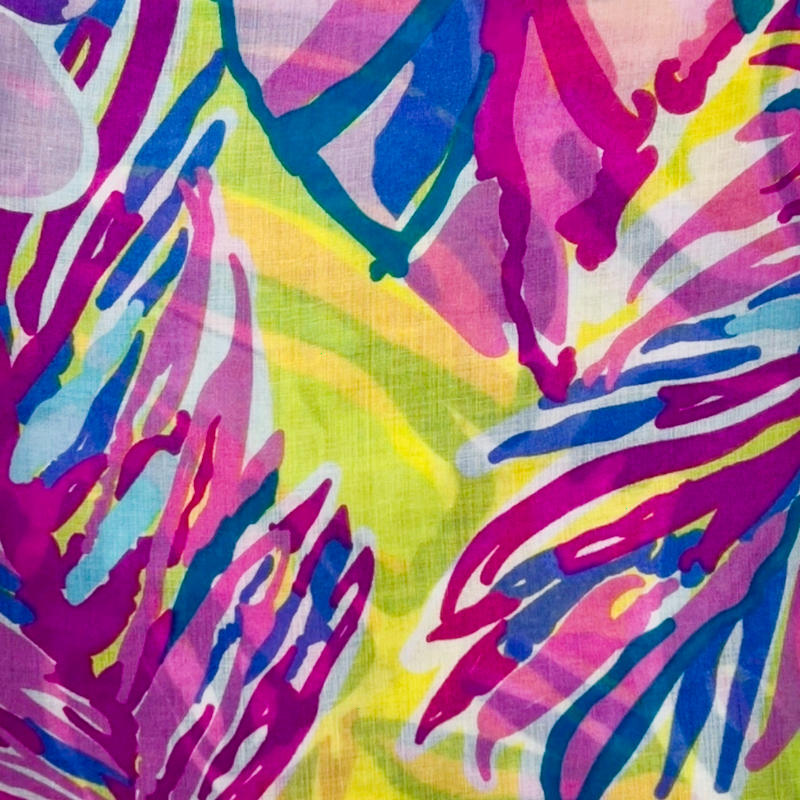 Yellow Tropical Flowers & Leaves Scarf