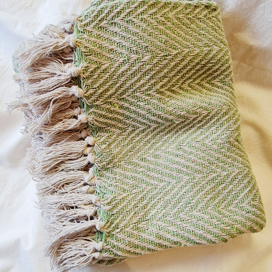 Green Chevron Cotton Throw