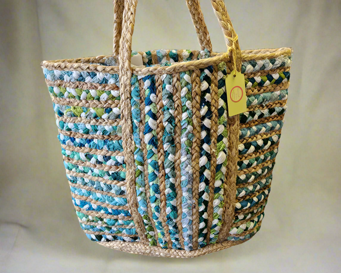 Green Cotton & Jute Shoulder Bag