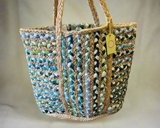 Green Cotton & Jute Shoulder Bag