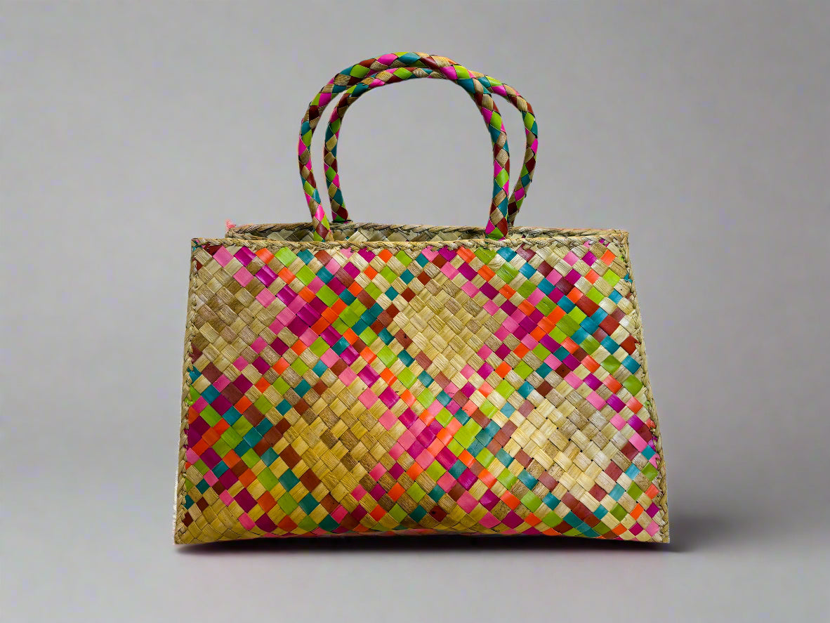 Handwoven Multi-Coloured Large Pandan Tote – Sustainable & Ethical Bali Bag