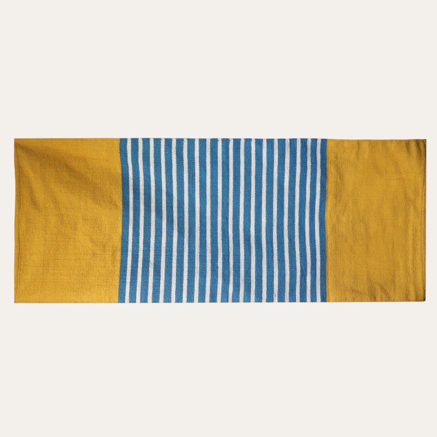 Yellow & Blue Indian Cotton Rug