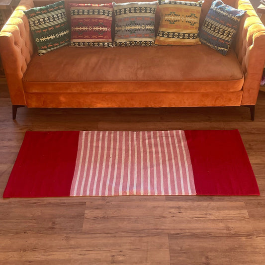 Red & Pink Indian Cotton Rug