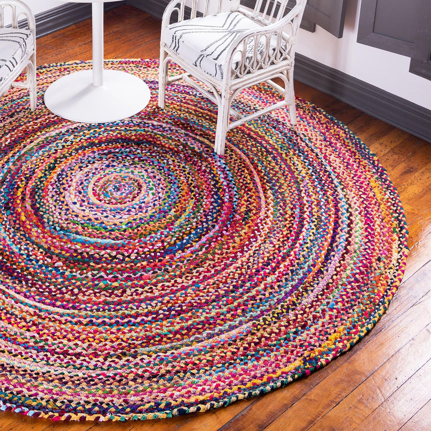 Handmade Braided Round Indian Rug – 90 cm