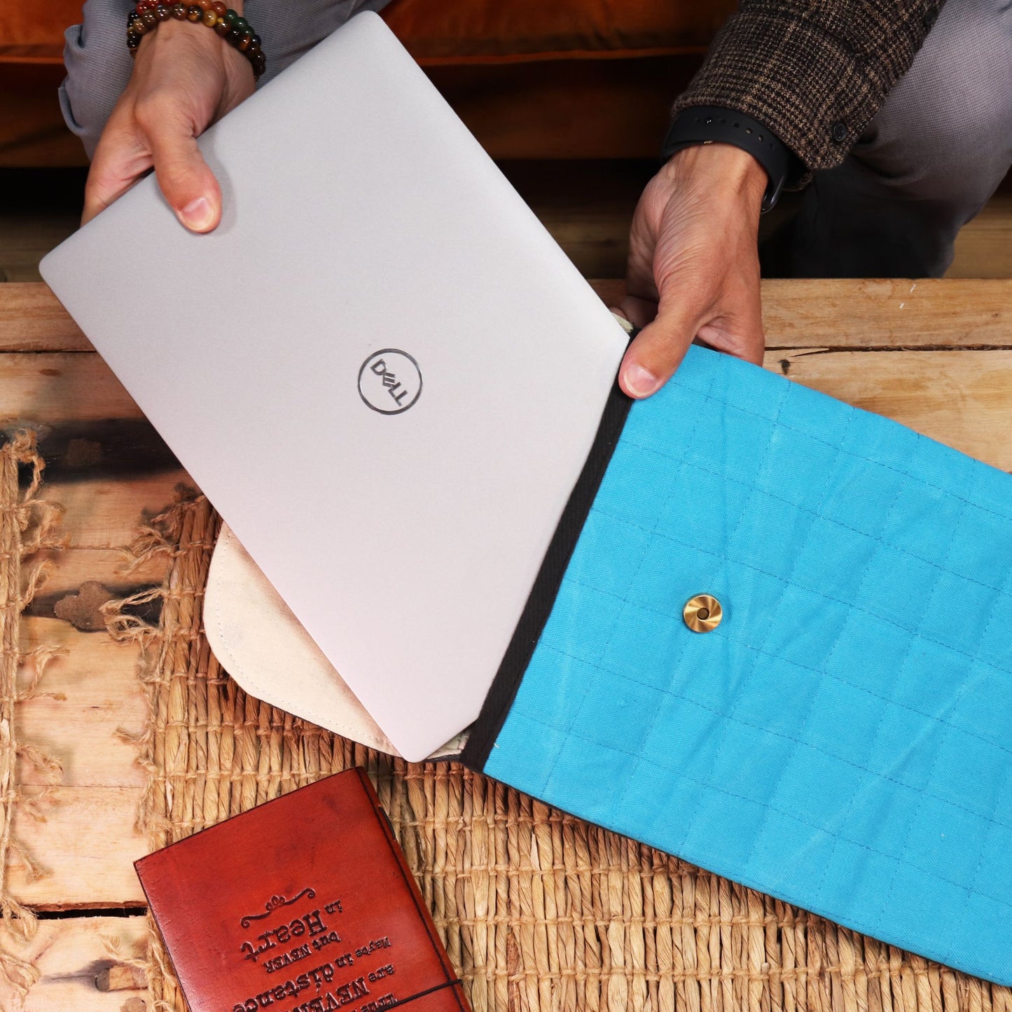 Turquoise Quilted Tech Pouch