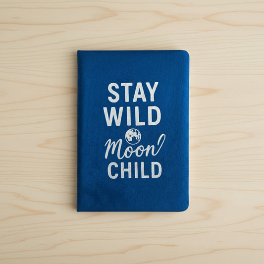 Dark Blue Velvet Notebook - Stay Wild Moon Child