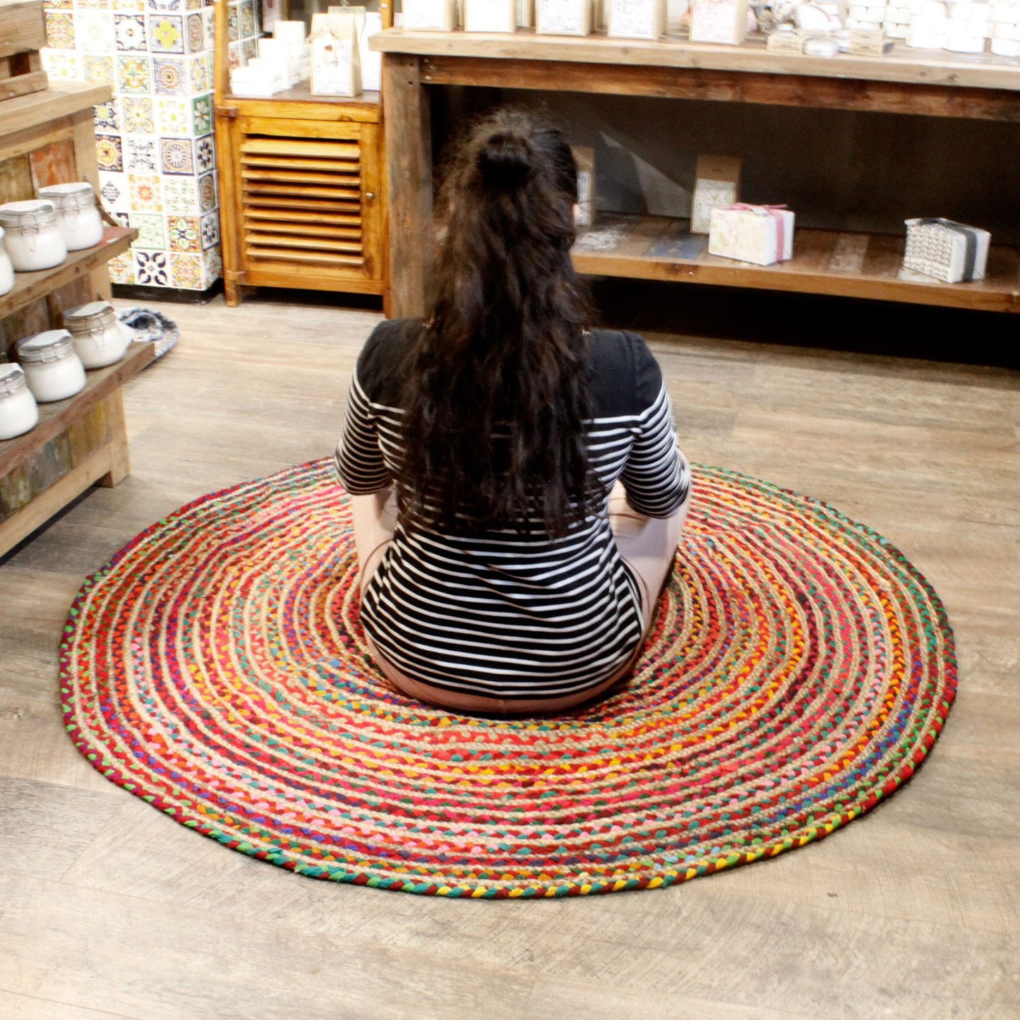 Handmade Braided Round Indian Rug - 150 cm