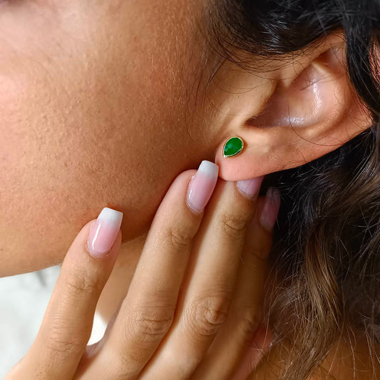 Simi Gemstone Studs: Green Onyx