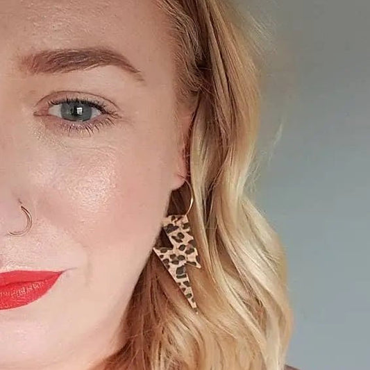 Leopard Print Lightning Bolt Earrings