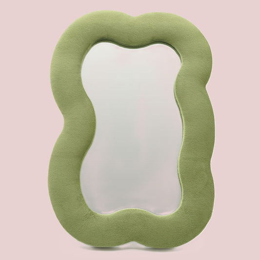 Large Cloud Soft Squiggly Mirror - Moss Green