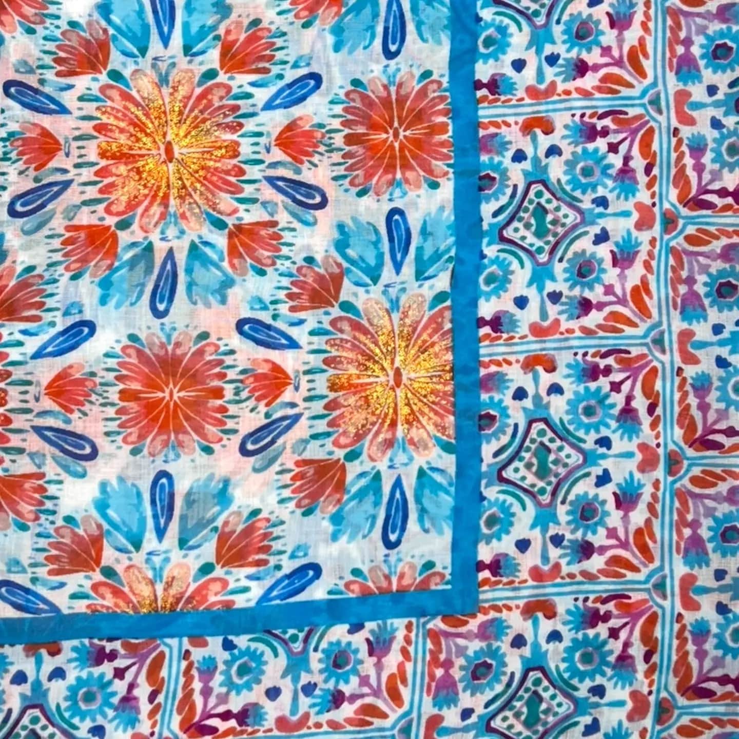 Orange Mosaic Flower Scarf