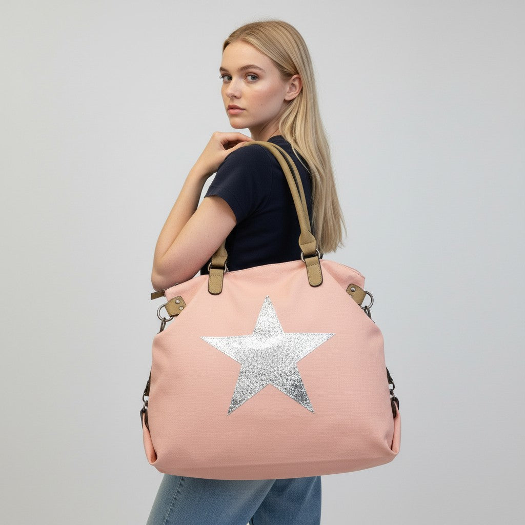 Blush Canvas Star Tote