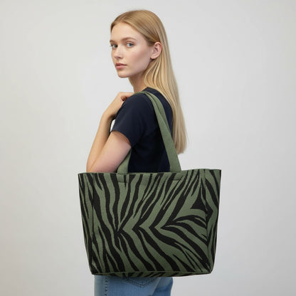 Olive Zebra Tote