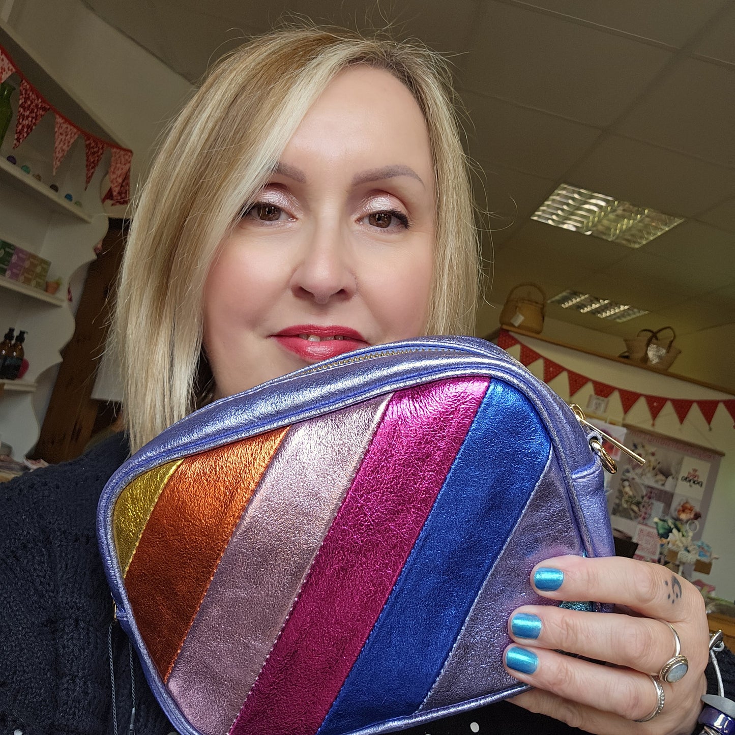 Kate Rainbow Metallic Leather Crossbody Bag