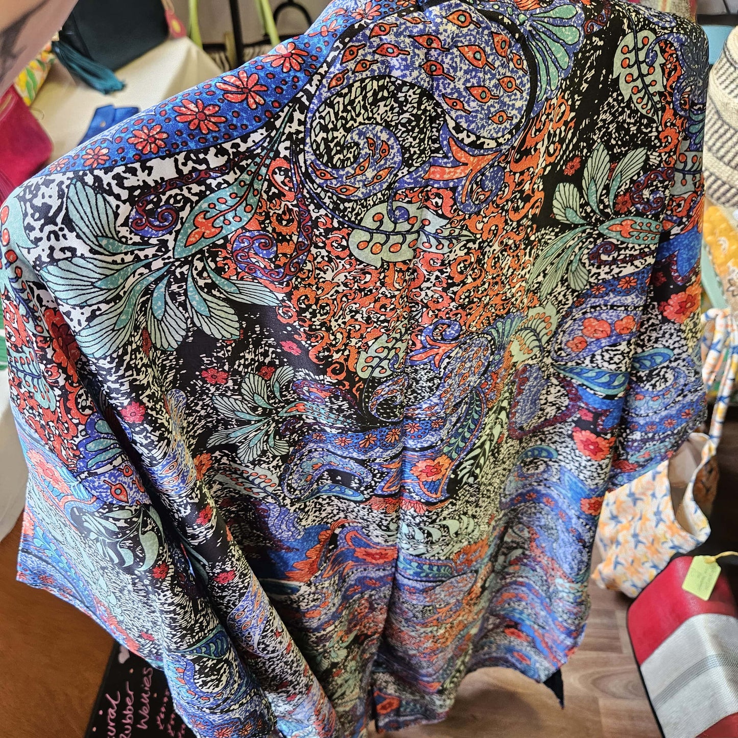 Blue Paisley Midi Kimono