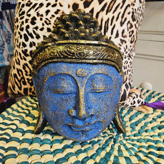 Decorative Buddha Head - Blue Shine Finish