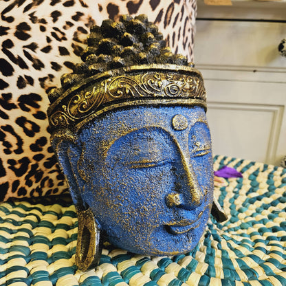 Decorative Buddha Head - Blue Shine Finish