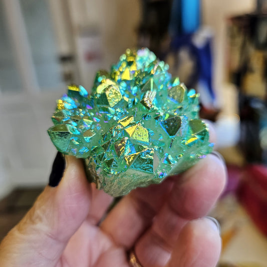 Aura Green Flame Quartz Crystal