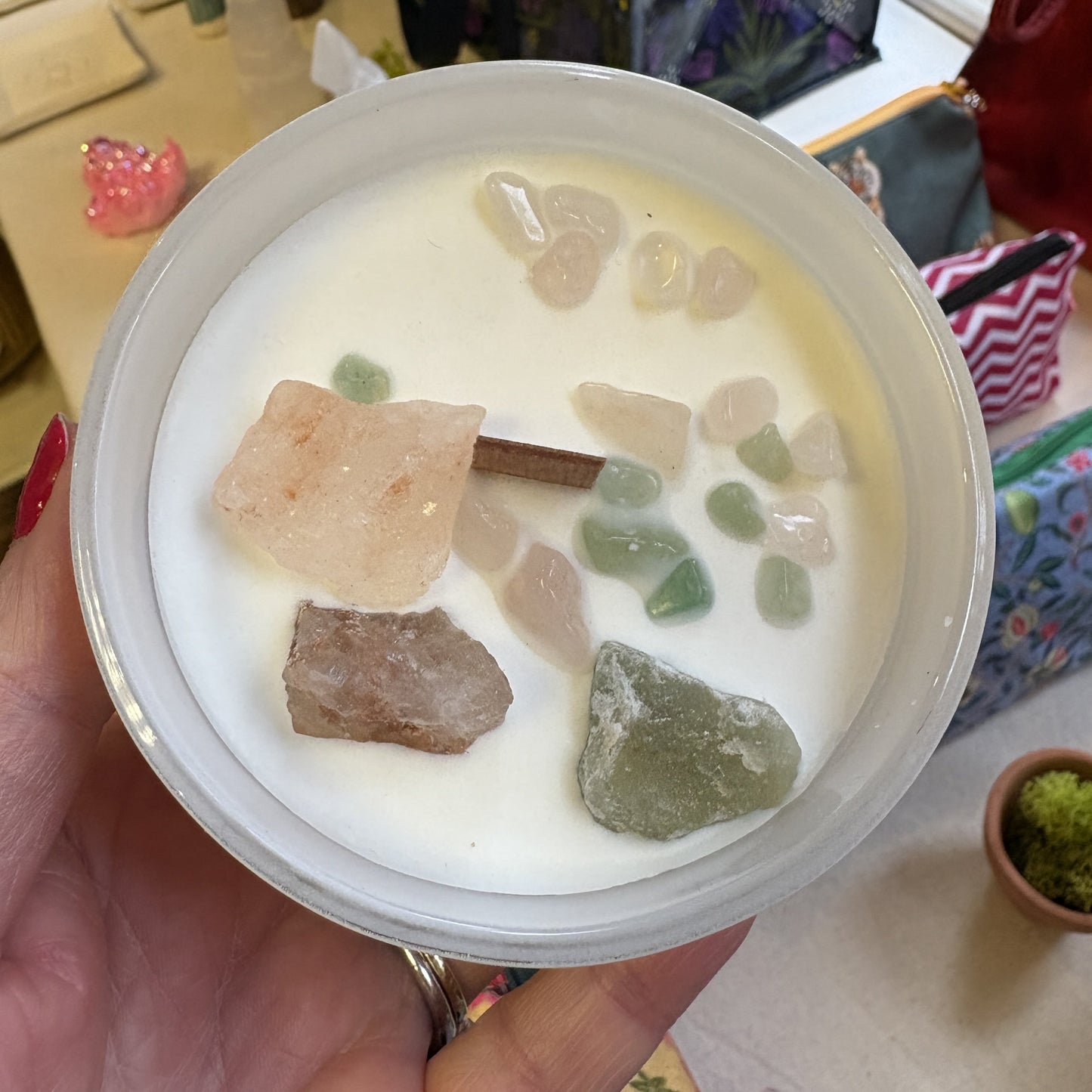 Heart Chakra Crystal Candle