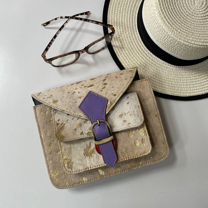 Kelci Purple Metallic Leather Crossbody Bag