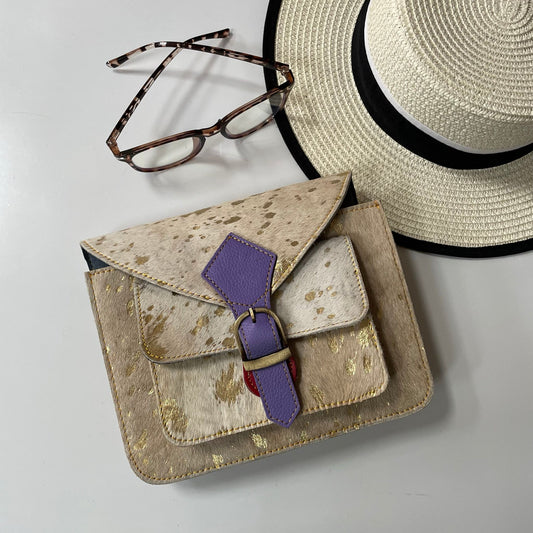 Kelci Purple Metallic Leather Crossbody Bag
